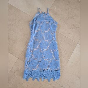 Elegant Blue Lace Dress